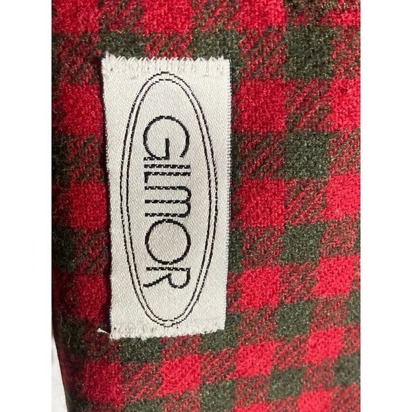 VTG GILMOR Women's Wool Blend Red Green  Buffalo Check Blazer Jacket Size 16 - Picture 6 of 9